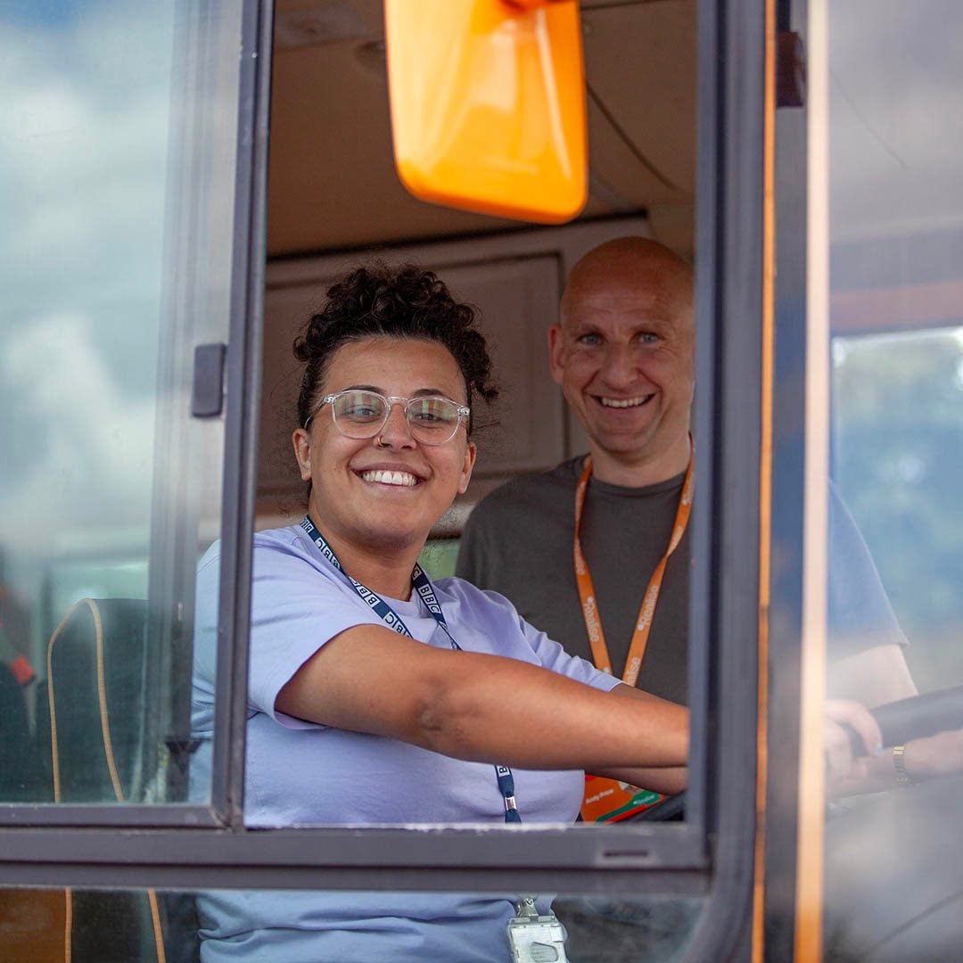 Bus driver trainer and pupil